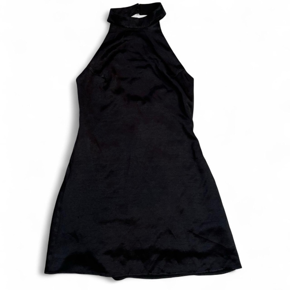 Urban Outfitters Black Silk Halter Backless Mini Dress